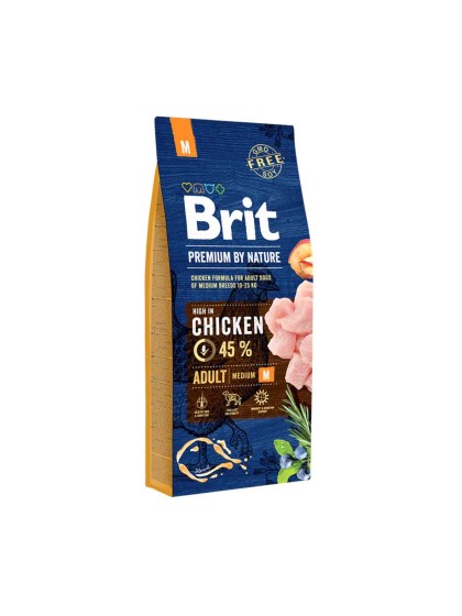 Brit Premium By Nature Adult Medium 15kg Ξηρά Τροφή για Ενήλικους Σκύλους Μεσαίων Φυλών με Κοτόπουλο petwithlove pet shop